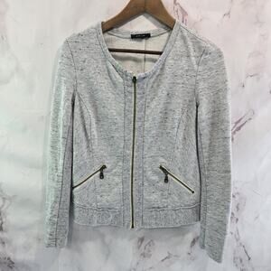 Anthropologie Jacket Womens Small Light Gray Sweatshirt Full Zip Lightweight